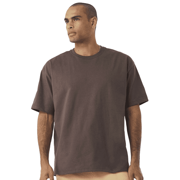 BELLA + CANVAS Men 7.5 oz Heavyweight T-Shirt, Short Sleeve Crew Neck Cotton Tee, Cocoa, M