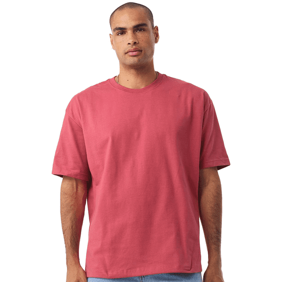BELLA + CANVAS Men 7.5 oz Heavyweight T-Shirt, Short Sleeve Crew Neck Cotton Tee, Vintage Redm, L