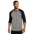 thumbnail image 1 of BELLA + CANVAS Men's Baseball T-Shirt, 3/4 Sleeve Raglan Tee, Soft Cotton Blend, Deep Heather/ Black, S, 1 of 5