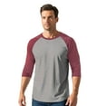 thumbnail image 1 of BELLA + CANVAS Men's Baseball T-Shirt, 3/4 Sleeve Raglan Tee, Soft Cotton Blend, Grey/ Maroon Triblend, XL, 1 of 5