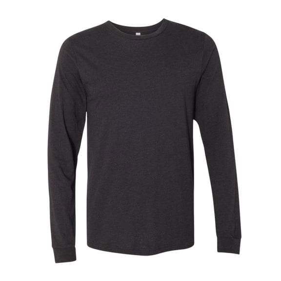 BELLA CANVAS Men’s Heavyweight Long Sleeve T-Shirt 52/48 Ring-Spun Cotton/Polyester Crewneck Heavy Casual Tee (Black-Heather, 3XL)