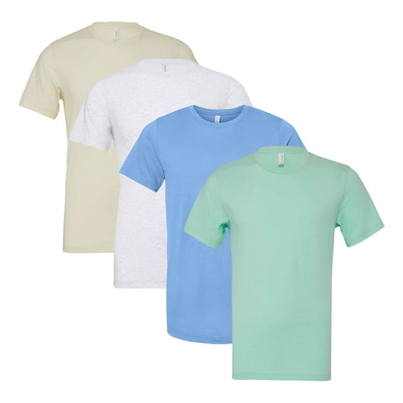 BELLA + CANVAS Men's Jersey Short Sleeve T-Shirt, Plain Crewneck Tee Shirts 100% Airlume Ring-Spun Cotton Mixed Bulk Tess (Bright Color 4 Pack, S)