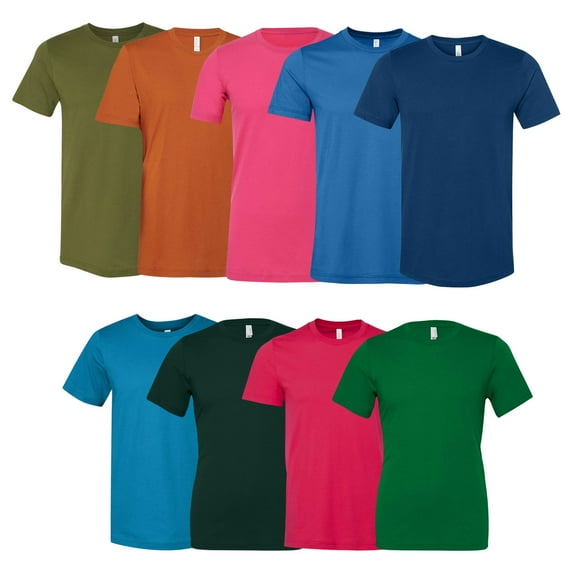 BELLA + CANVAS Men's Jersey Short Sleeve T-Shirt, Plain Crewneck Tee Shirts 100% Airlume Ring-Spun Cotton Mixed Bulk Tess (Dark Color 9 Pack, 4XL)