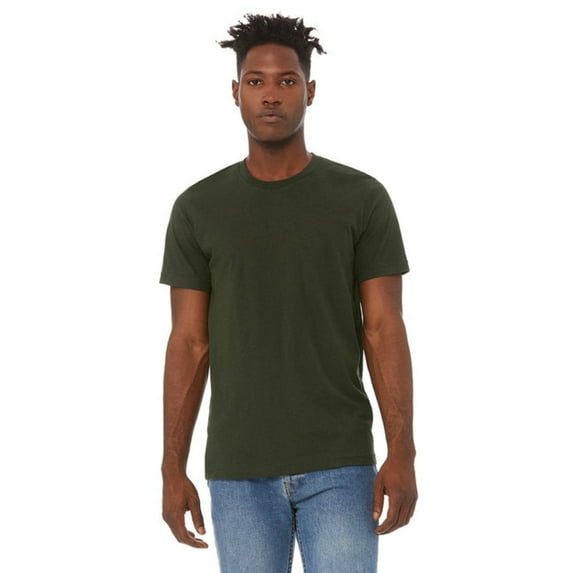 BELLA + CANVAS Men’s Jersey Tee, 100 Cotton, Short Sleeve Crew T-Shirt, Dark Olive, Sizes S-4XL