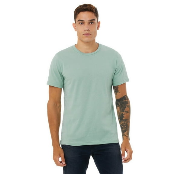 BELLA CANVAS Men’s Jersey Tee, 100 Cotton, Short Sleeve Crew T-Shirt, Dusty Blue, Sizes S-4XL