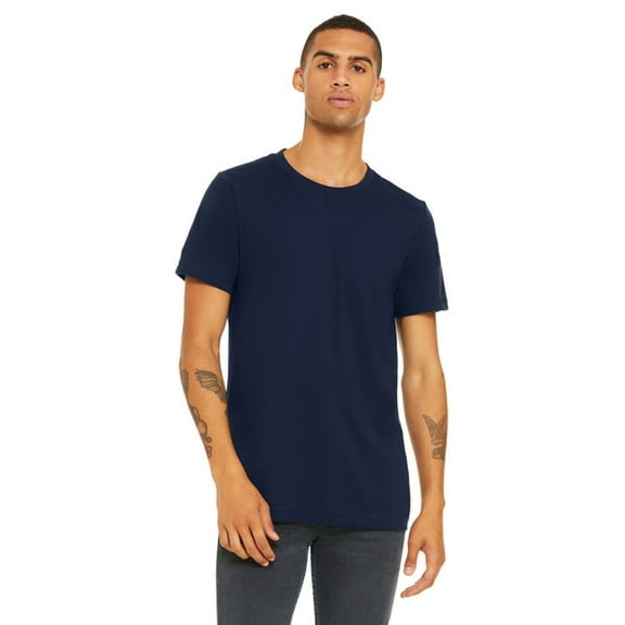 BELLA   CANVAS Men’s Jersey Tee, 100 Cotton, Short Sleeve Crew T-Shirt, Navy, Sizes S-4XL