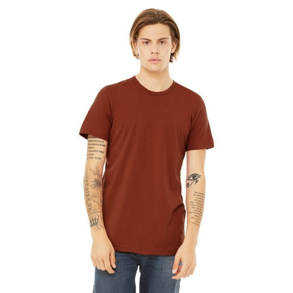 BELLA + CANVAS Men’s Jersey Tee, 100 Cotton, Short Sleeve Crew T-Shirt, Rust, Sizes S-4XL