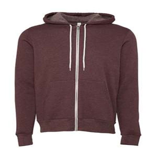 BELLA + CANVAS - Sponge Fleece Full-Zip Hoodie - 3739 - Heather Maroon - Size: 2XL