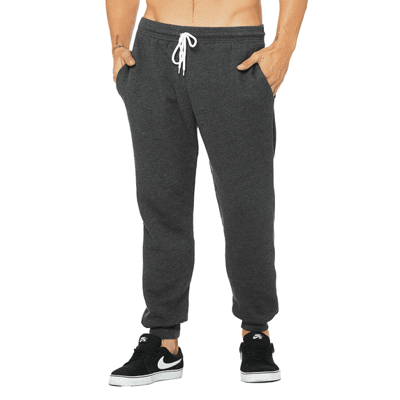 BELLA + CANVAS Sponge Fleece Jogger Sweatpants Unisex Active Running Jogger Pants, Dark Grey Heather L