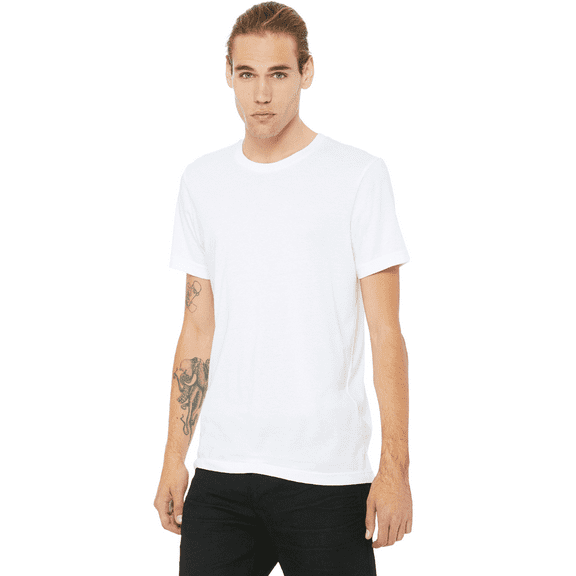 BELLA   CANVAS Texture Crew Neck T-Shirt for Men, Short Sleeve Tee, Cotton-Poly Blend, White, XL
