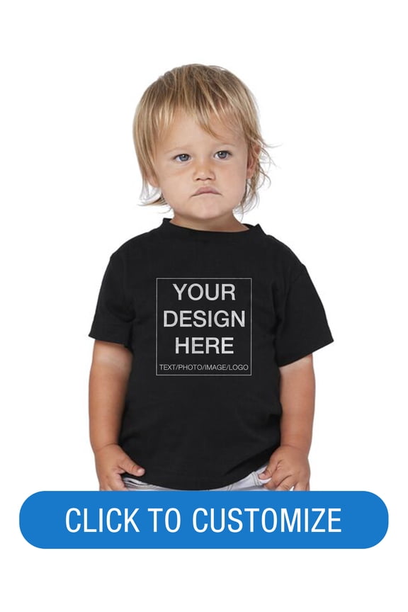 Toddler Short Sleeve Personalized T-Shirt, Create your own Designs, Black, 2T, Unisex