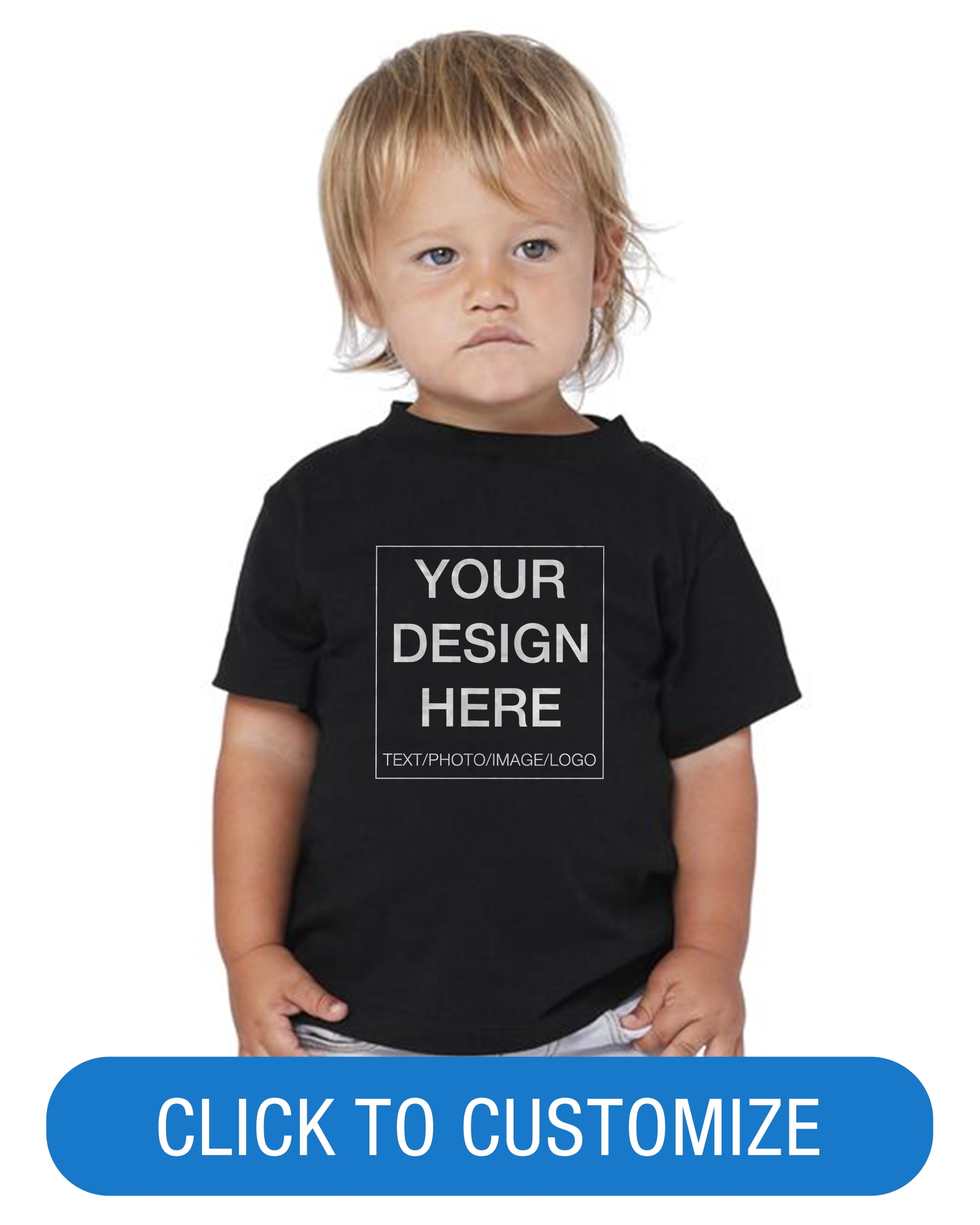 BELLA+CANVAS Toddler Short Sleeve Personalized T-Shirt, Create your own Designs, Black, 4T, Unisex