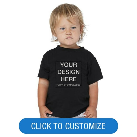 BELLA+CANVAS Toddler Short Sleeve Personalized T-Shirt, Create your own Designs, Black, 5T, Unisex