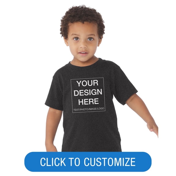 BELLA+CANVAS Toddler Short Sleeve Personalized T-Shirt, Create your own Designs, Dark Grey Heather, 2T, Unisex