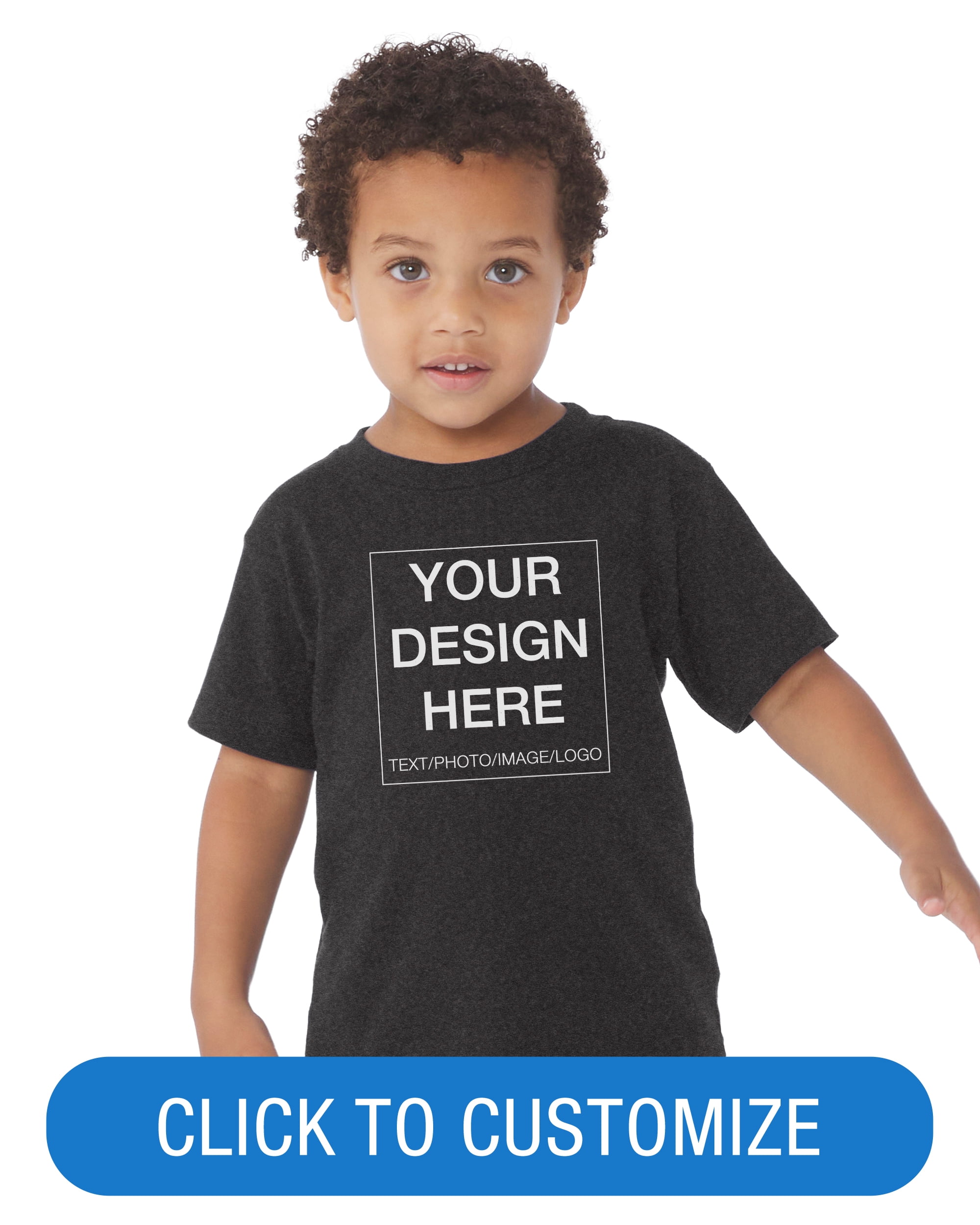 BELLA+CANVAS Toddler Short Sleeve Personalized T-Shirt, Create your own Designs, Dark Grey Heather, 4T, Unisex