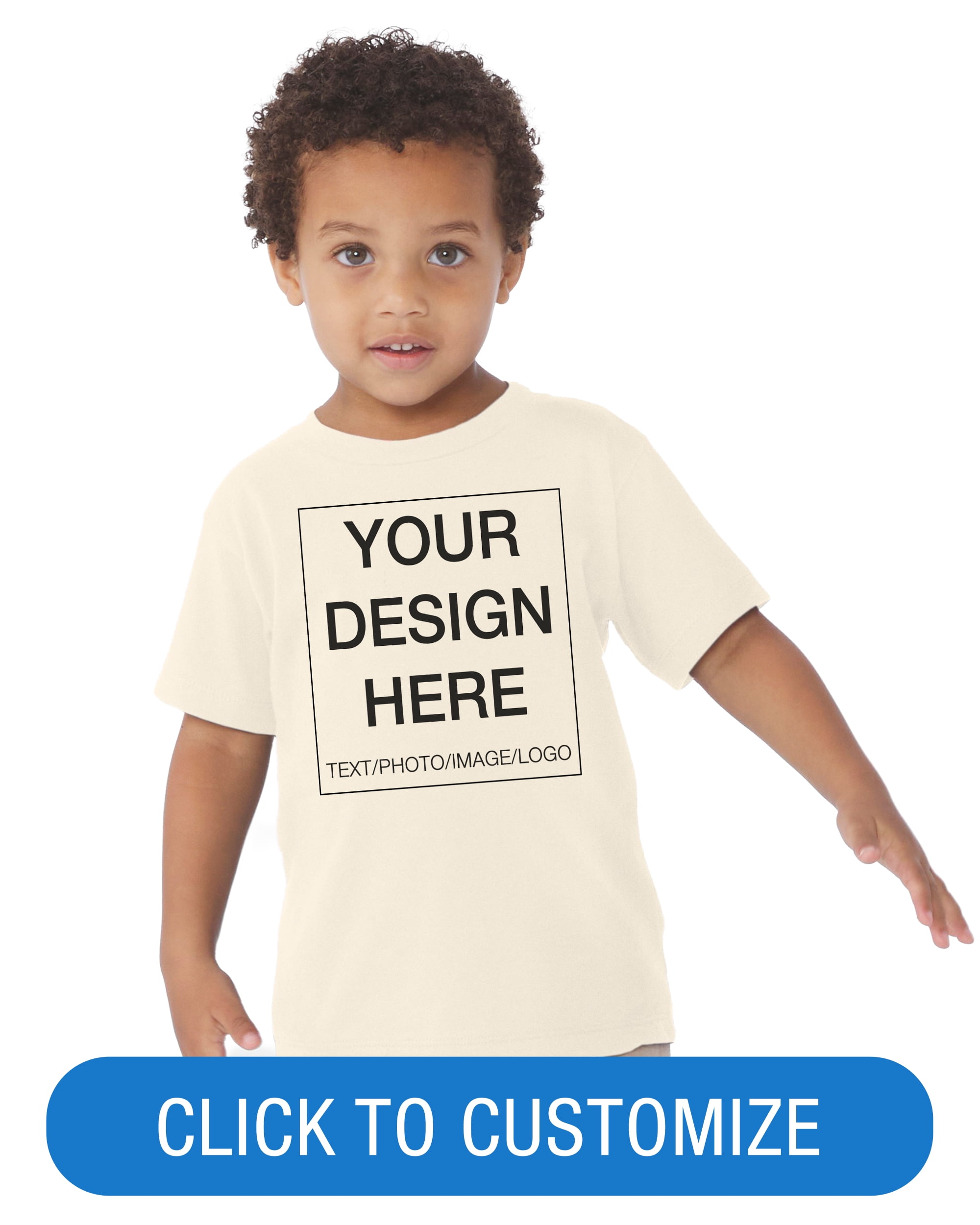 BELLA+CANVAS Toddler Short Sleeve Personalized T-Shirt, Create your own Designs, Natural, 2T, Unisex
