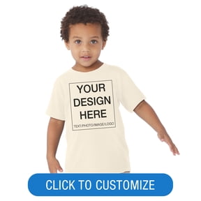 BELLA+CANVAS Toddler Short Sleeve Personalized T-Shirt, Create your own Designs, Natural, 2T, Unisex