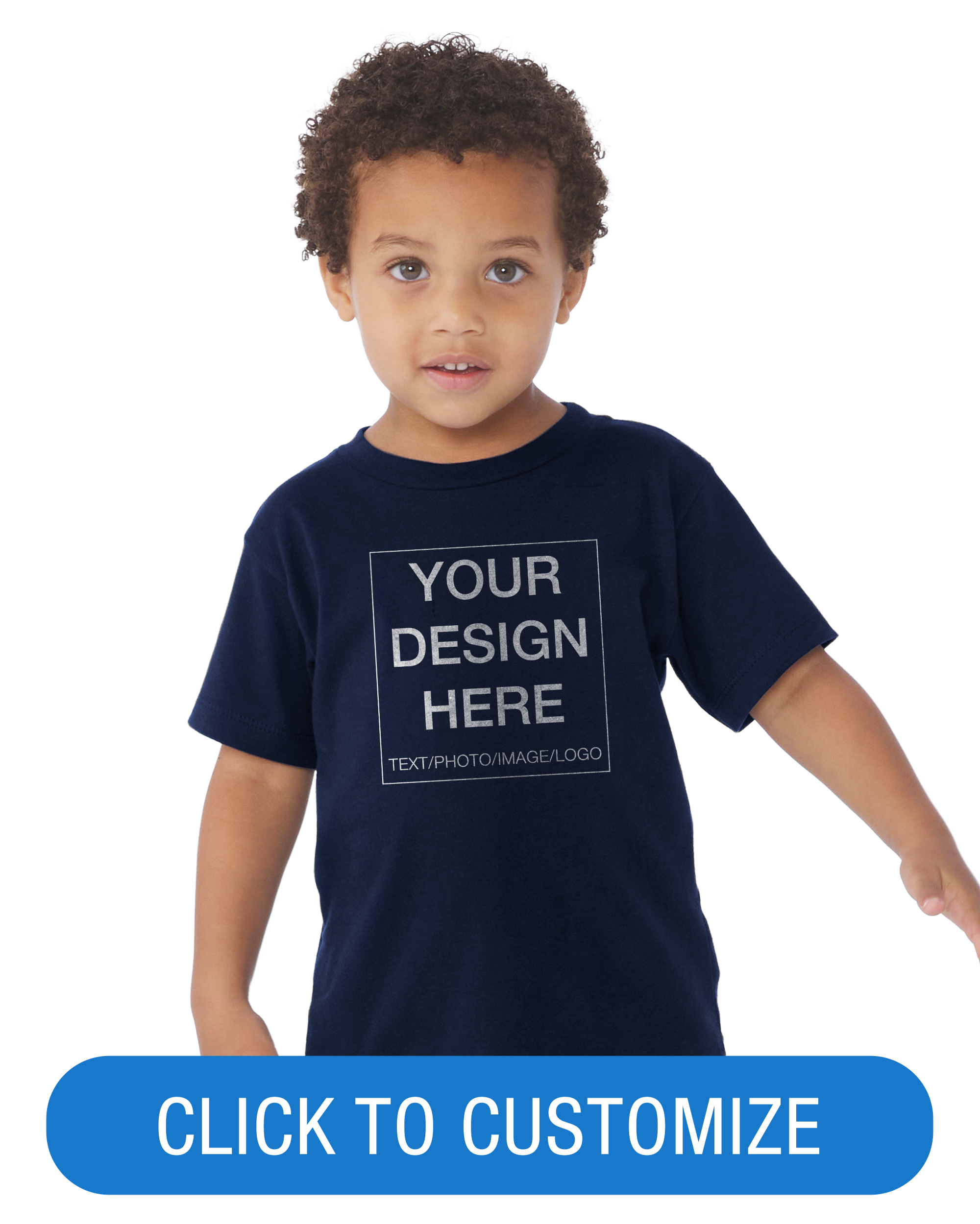 BELLA+CANVAS Toddler Short Sleeve Personalized T-Shirt, Create your own Designs, Navy, 3T, Unisex