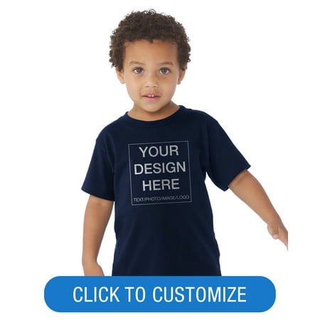 BELLA+CANVAS Toddler Short Sleeve Personalized T-Shirt, Create your own Designs, Navy, 5T, Unisex