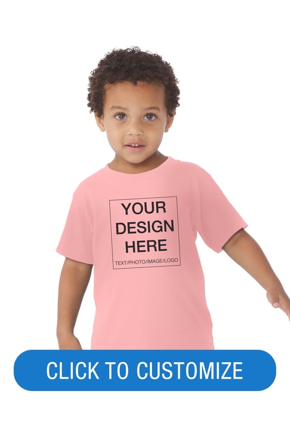 Toddler Short Sleeve Personalized T-Shirt, Create your own Designs, Pink, 2T, Unisex