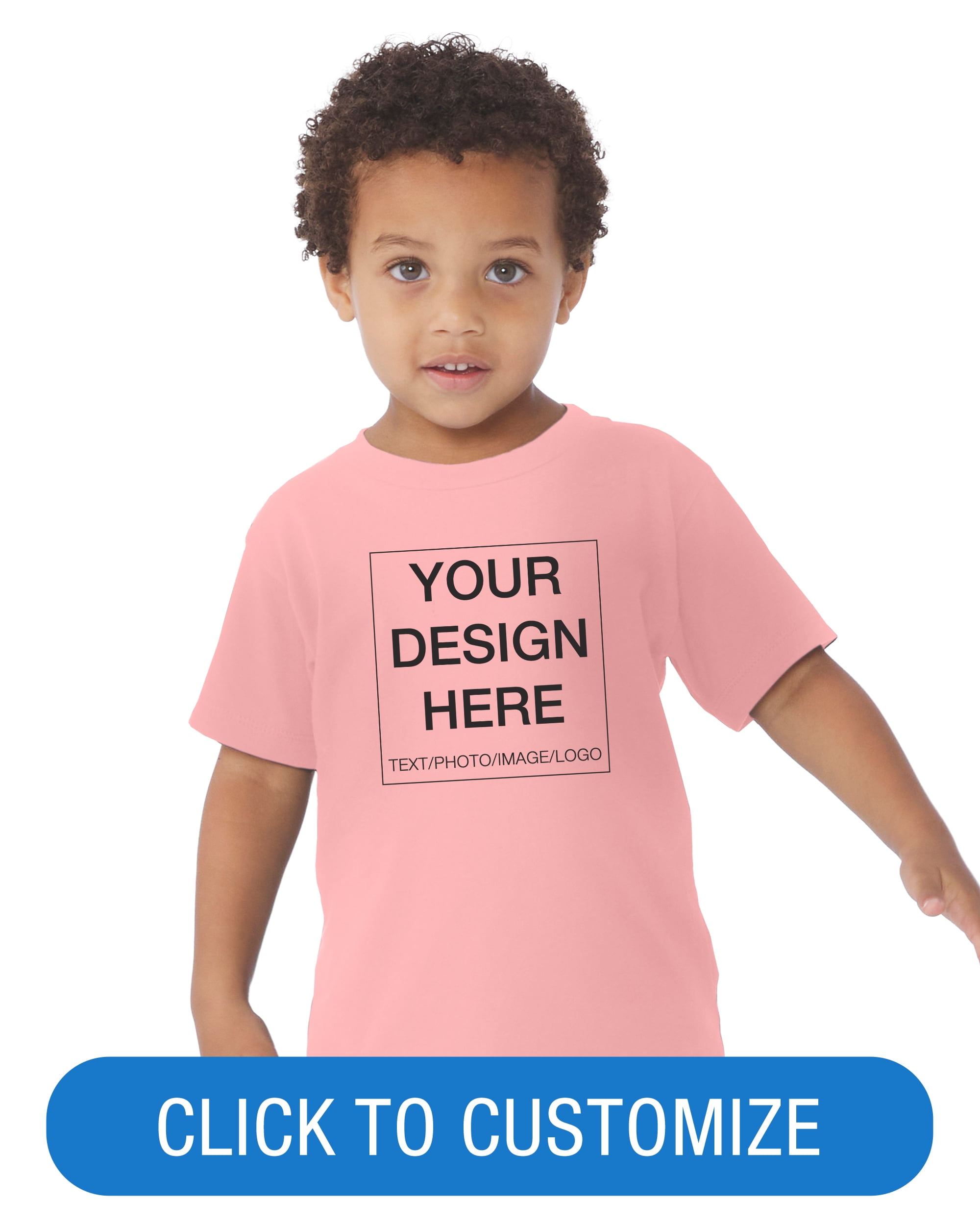 BELLA+CANVAS Toddler Short Sleeve Personalized T-Shirt, Create your own Designs, Pink, 5T, Unisex