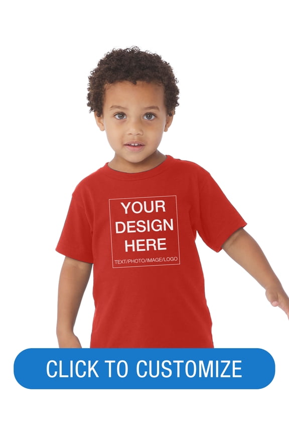 Toddler Short Sleeve Personalized T-Shirt, Create your own Designs, Red, 2T, Unisex