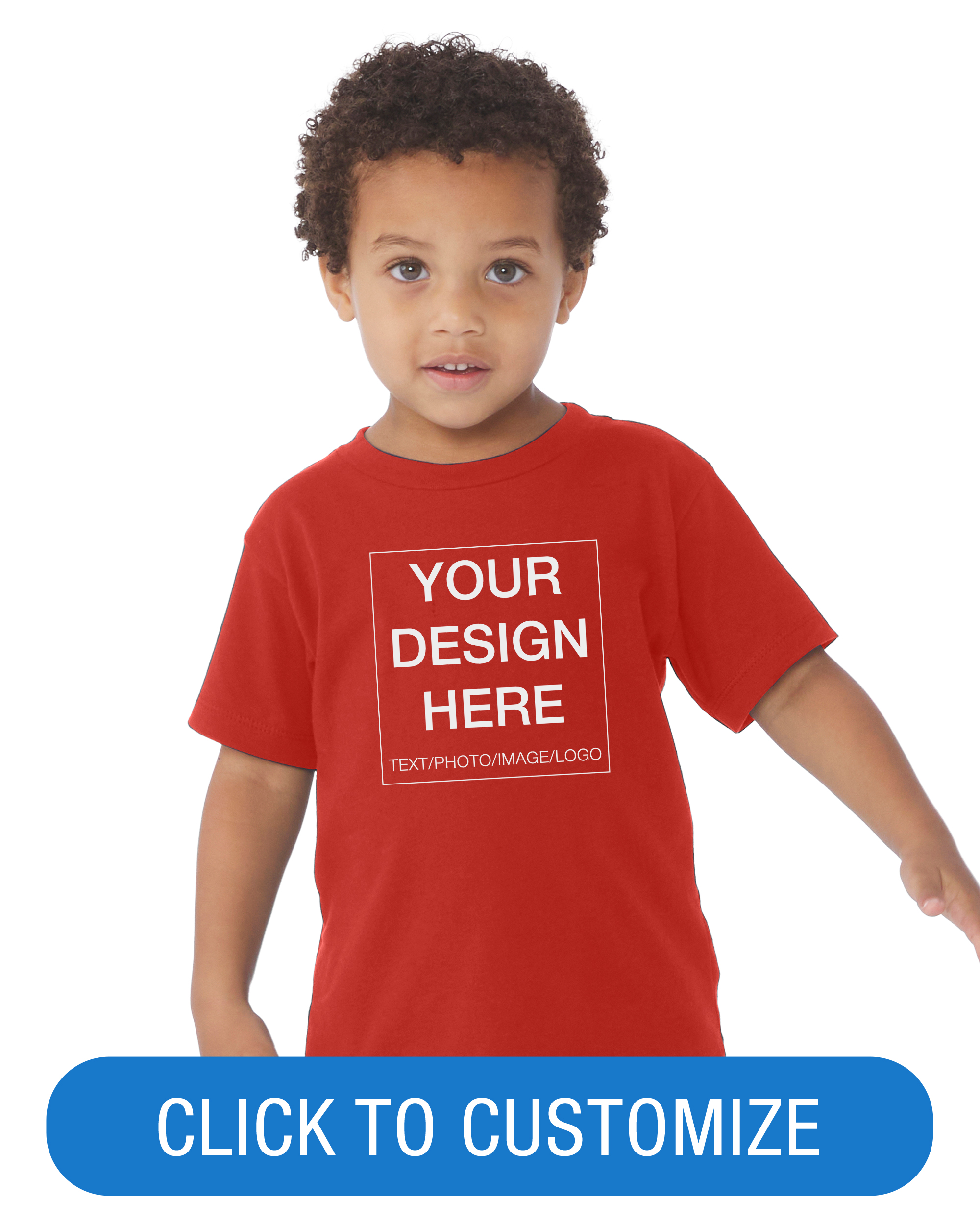 BELLA+CANVAS Toddler Short Sleeve Personalized T-Shirt, Create your own Designs, Red, 3T, Unisex