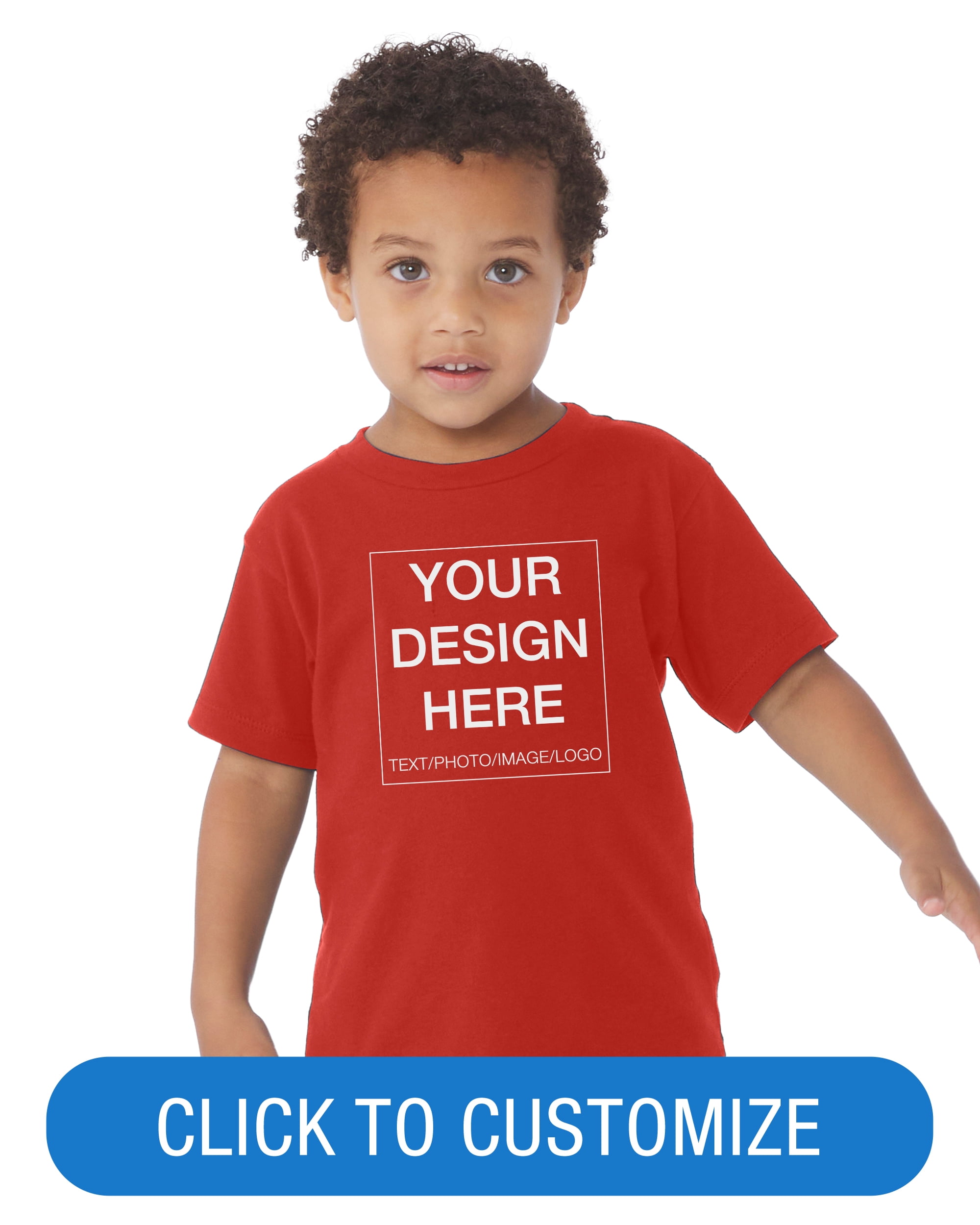 BELLA+CANVAS Toddler Short Sleeve Personalized T-Shirt, Create your own Designs, Red, 4T, Unisex