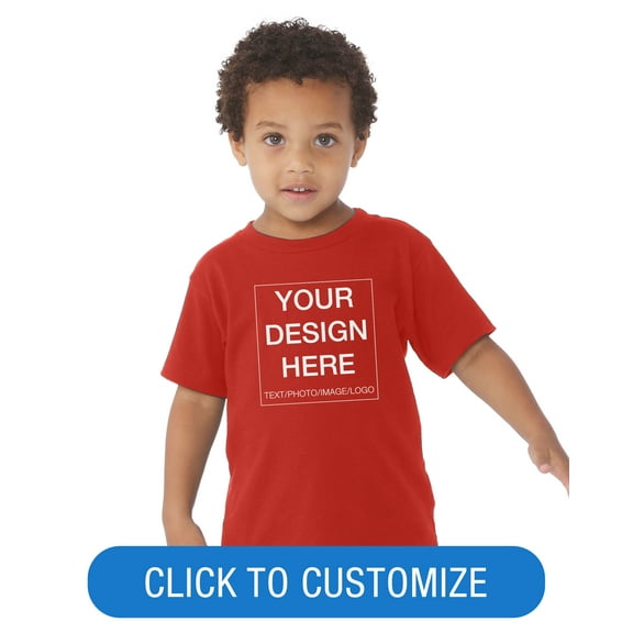 BELLA+CANVAS Toddler Short Sleeve Personalized T-Shirt, Create your own Designs, Red, 5T, Unisex