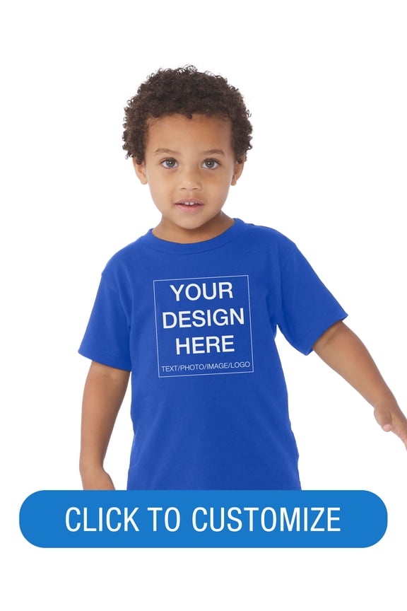 Toddler Short Sleeve Personalized T-Shirt, Create your own Designs, True Royal, 3T, Unisex