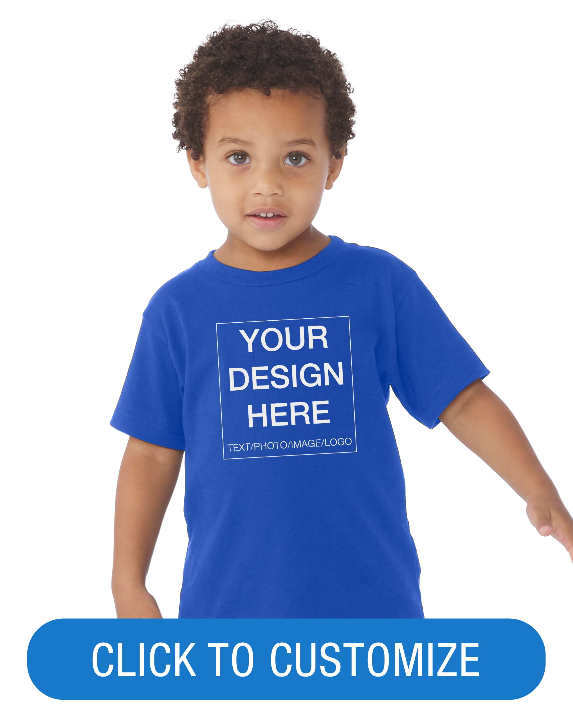 BELLA+CANVAS Toddler Short Sleeve Personalized T-Shirt, Create your own Designs, True Royal, 5T, Unisex