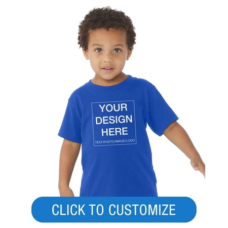 BELLA+CANVAS Toddler Short Sleeve Personalized T-Shirt, Create your own Designs, True Royal, 5T, Unisex