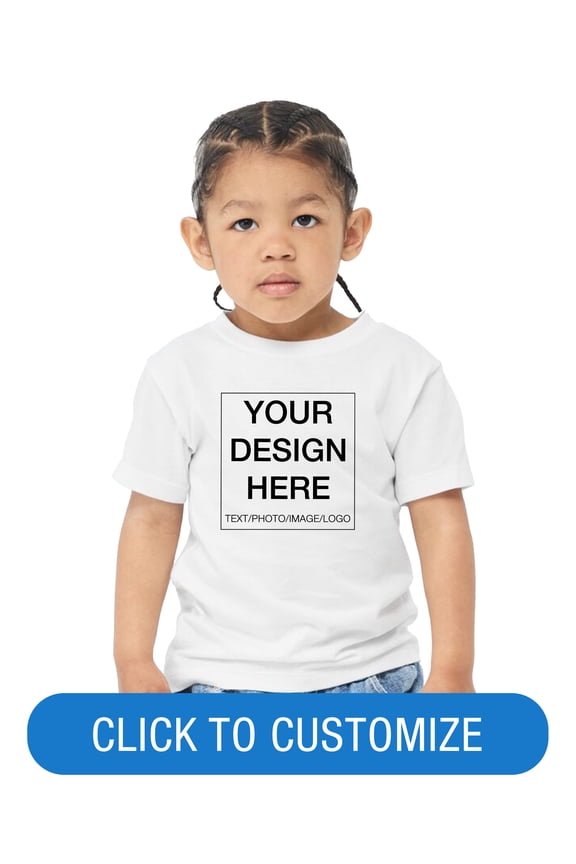 Toddler Short Sleeve Personalized T-Shirt, Create your own Designs, White, 4T, Unisex