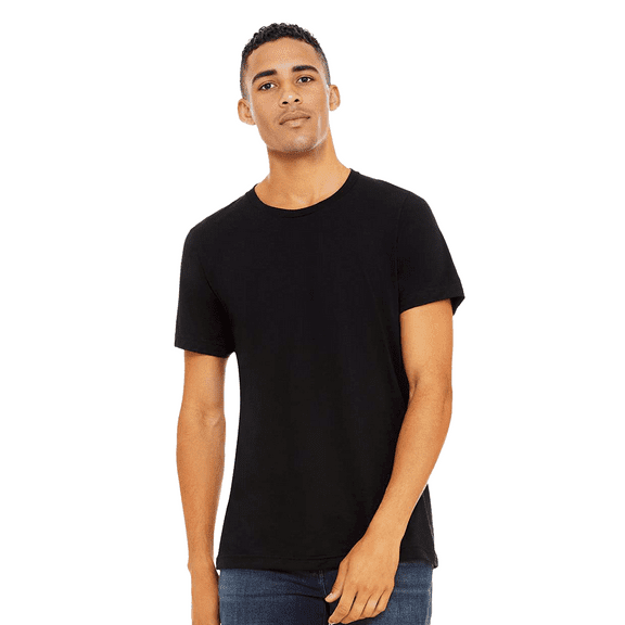 BELLA   CANVAS Triblend T-Shirt for Men, Short Sleeve Crew Neck Modarn Fit Tee, Solid Black, XL