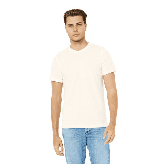BELLA + CANVAS Triblend T-Shirt for Men, Short Sleeve Crew Neck Modarn Fit Tee, Solid Natural Color, 2XL