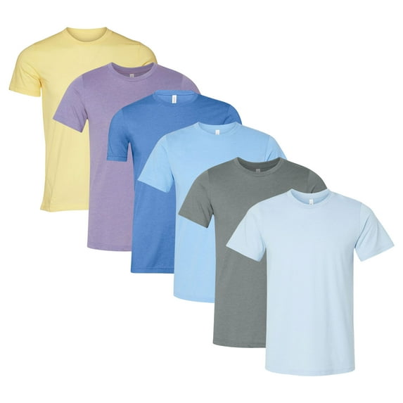 BELLA + CANVAS Unisex CVC Jersey T-Shirts 52/48 Cotton/Polyester Solid Color Plain Tees Bulk Pack for Printing (Bright Color 6 Pack, 3XL)