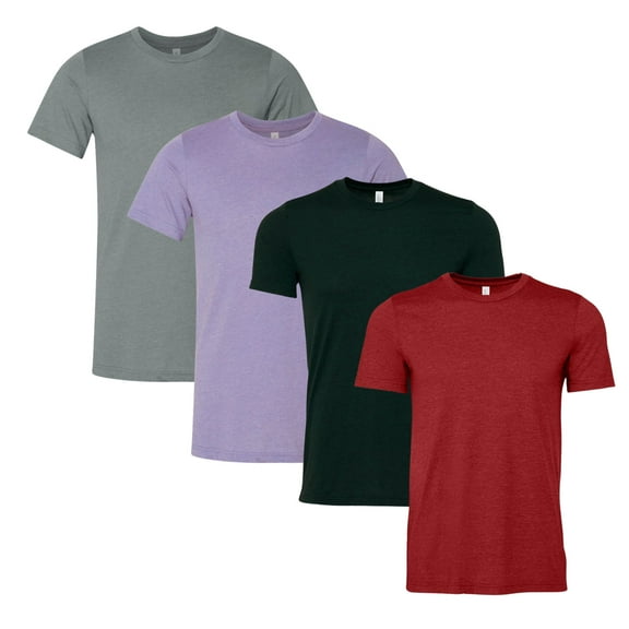 BELLA   CANVAS Unisex CVC Jersey T-Shirts 52/48 Cotton/Polyester Solid Color Plain Tees Bulk Pack for Printing (Bright  Dark Color 4 Pack, M)