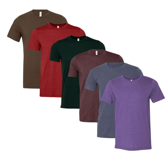 BELLA + CANVAS Unisex CVC Jersey T-Shirts 52/48 Cotton/Polyester Solid Color Plain Tees Bulk Pack for Printing (Dark Color 6 Pack, XL)