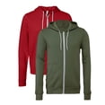 thumbnail image 1 of BELLA + CANVAS Unisex Fleece Full-Zip Hoodie Sweatshirt 52/48 Cotton/Polyester Comfy Metal Zipper Sweater (Military-Green+Red-2PCS, XS), 1 of 7