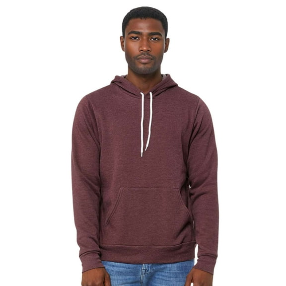 BELLA CANVAS Unisex Fleece Hoodie Sweatshirt, 52/48 Cotton/Polyester Winter Long sleeve Pullover (Heather Maroon , M)