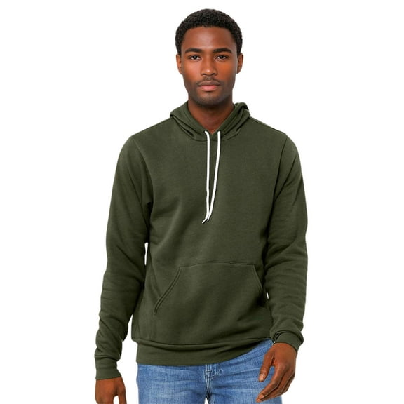 BELLA   CANVAS Unisex Fleece Hoodie Sweatshirt, 52/48 Cotton/Polyester Winter Long sleeve Pullover (Military Green , M)