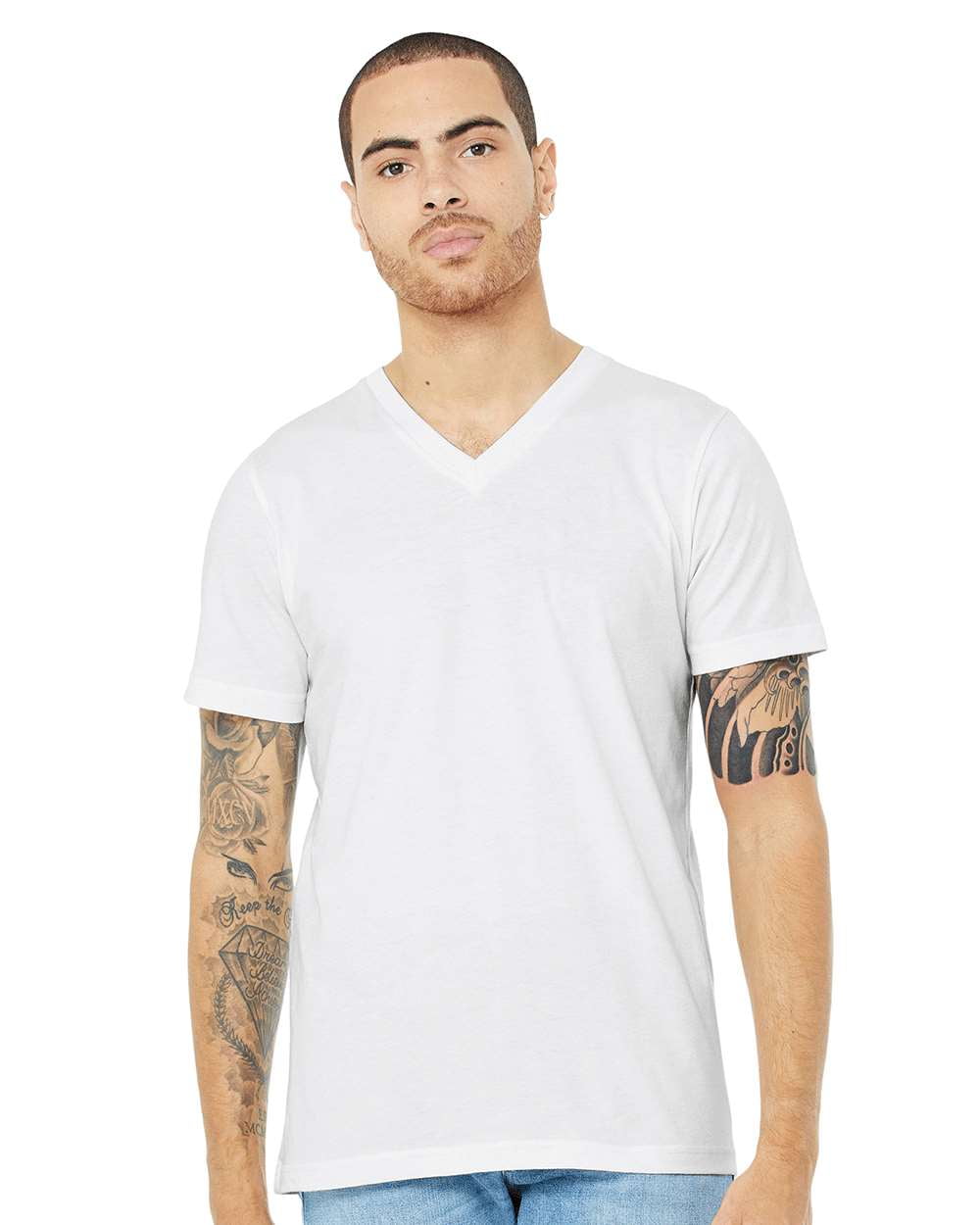BELLA + CANVAS Unisex Heather CVC V-Neck Tee - Walmart.com