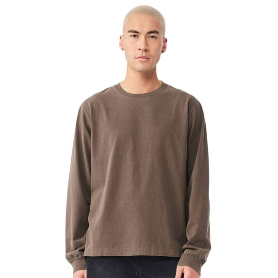 BELLA + CANVAS Unisex Heavyweight Garment-Dyed Long Sleeve Crewneck T-Shirts (Washed Maroon , M)