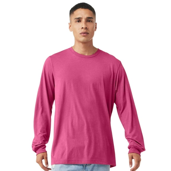BELLA   CANVAS Unisex Jersey Long Sleeve T-Shirt Crewneck Tee Shirts (Berry, XL)
