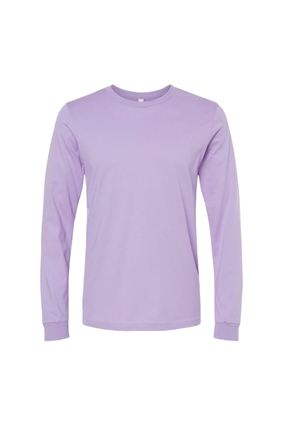 BELLA + CANVAS Unisex Jersey Long Sleeve T-Shirt Crewneck Tee Shirts (Dark Lavender, L)