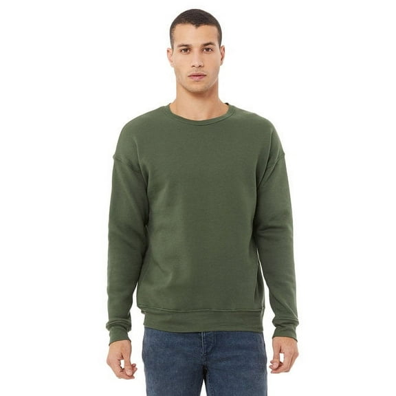 Bella + Canvas Unisex Sponge Fleece Drop Shoulder Sweatshirt - Military Green, Small