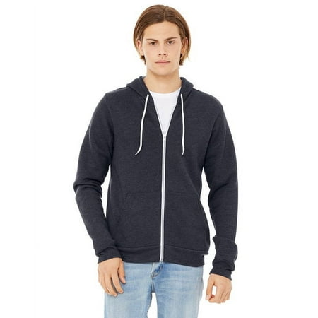 BELLA + CANVAS Unisex Sponge Fleece Full-Zip Hoodie 3739 - Heather Navy Size 2XL