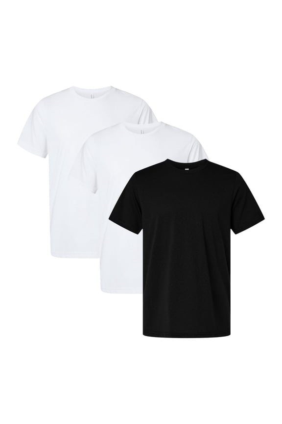BELLA + CANVAS Unisex T-Shirt, EcoMax Tee 65/35 Recycled Polyester/Cotton Assorted T-Shirts for Men (Dark+Bright Color 3 Pack, M)