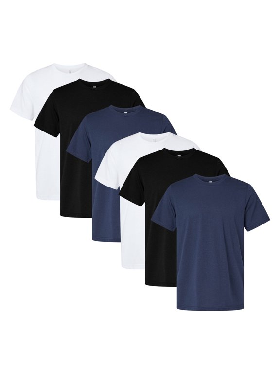 BELLA + CANVAS Unisex T-Shirt, EcoMax Tee 65/35 Recycled Polyester/Cotton Assorted T-Shirts for Men (Dark Color 6 Pack, XL)