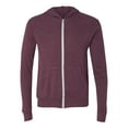 thumbnail image 1 of BELLA + CANVAS Unisex Triblend Lightweight Full-Zip Hooded Long Sleeve Tee 3939 - Maroon Triblend Size M, 1 of 3